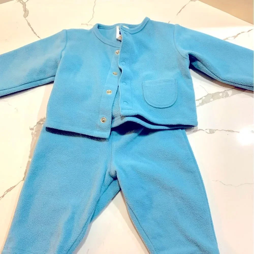 GAP | Baby Boys Blue Fleece Pants and Shirt Outfit Set 6-12M